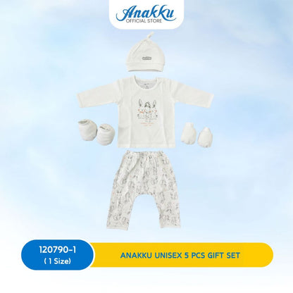 Anakku Newborn Baby Boy/Girl Pyjamas Gift Set | Set Hadiah Baju Tidur Bayi [5pcs/set] [0-6 Months] 120788-1, 120789-1