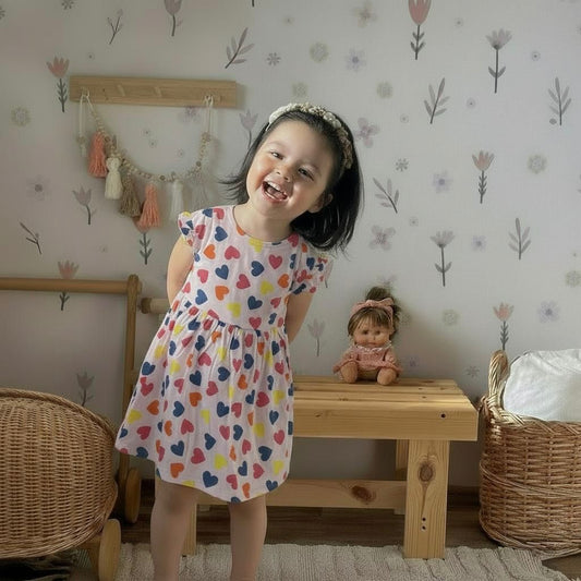 ANAKKU GIRLS KNIT DRESS -SHORT SLV OR NO SLEEVE( 2 yr to 5 yrs) TGD15-01 (001-006)