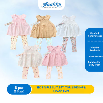 3PCS BABY GIRLS SUIT SET (TOP, LEGGING & HEADBAND) - 620199-2