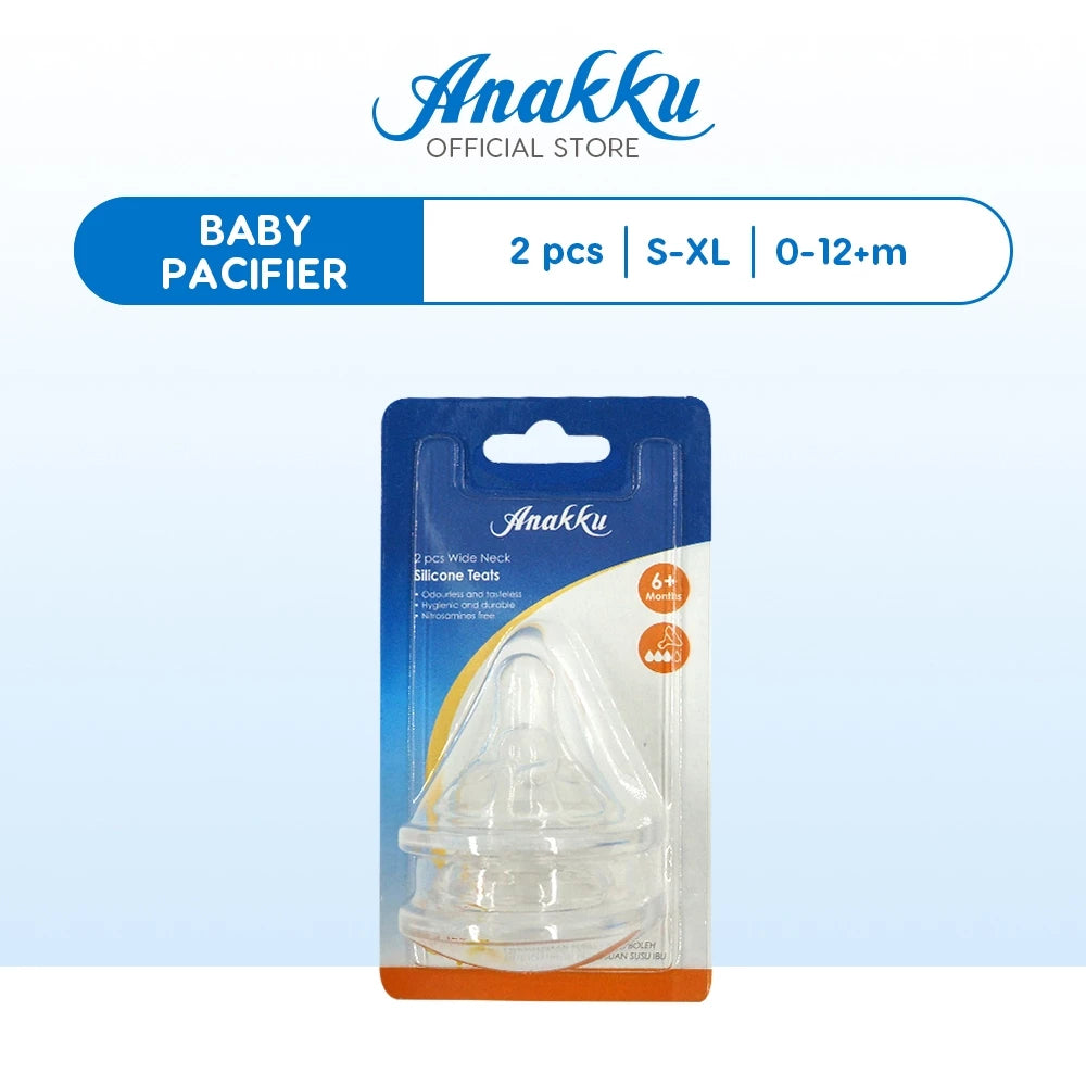 Anakku Silicone Wide Neck Teats - Puting Silikon Leher Besar (2 Pcs) 163-118-121