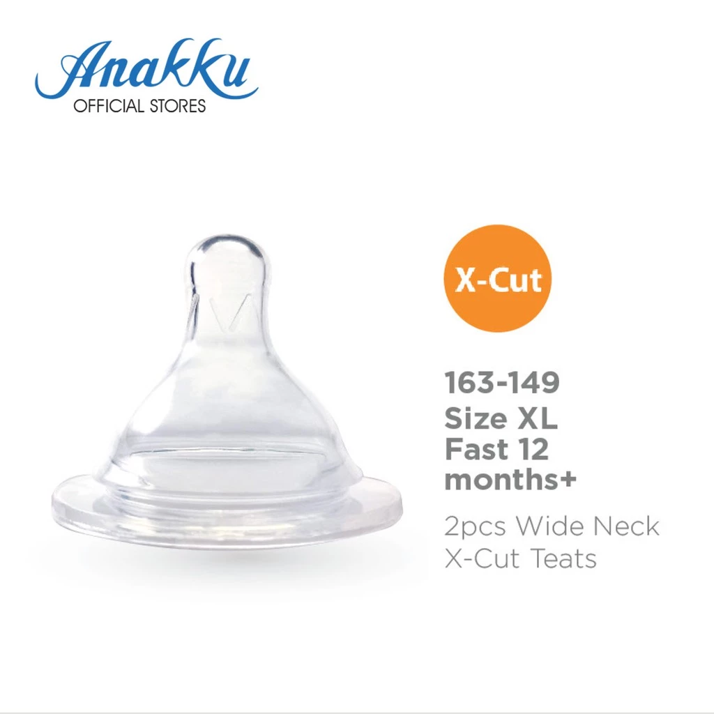 Anakku 2pcs Silicone Wide Neck X-Cut Teats (6 months+) 163-149