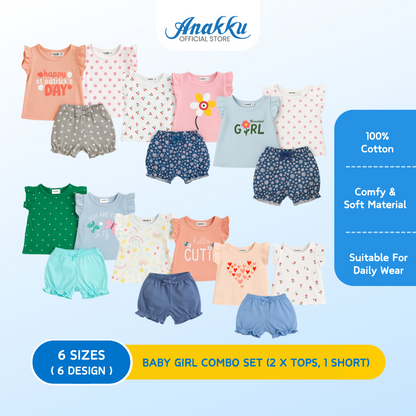 Anakku Girl Combo set (2 x Tops, 1 Short) - EAK1165-2