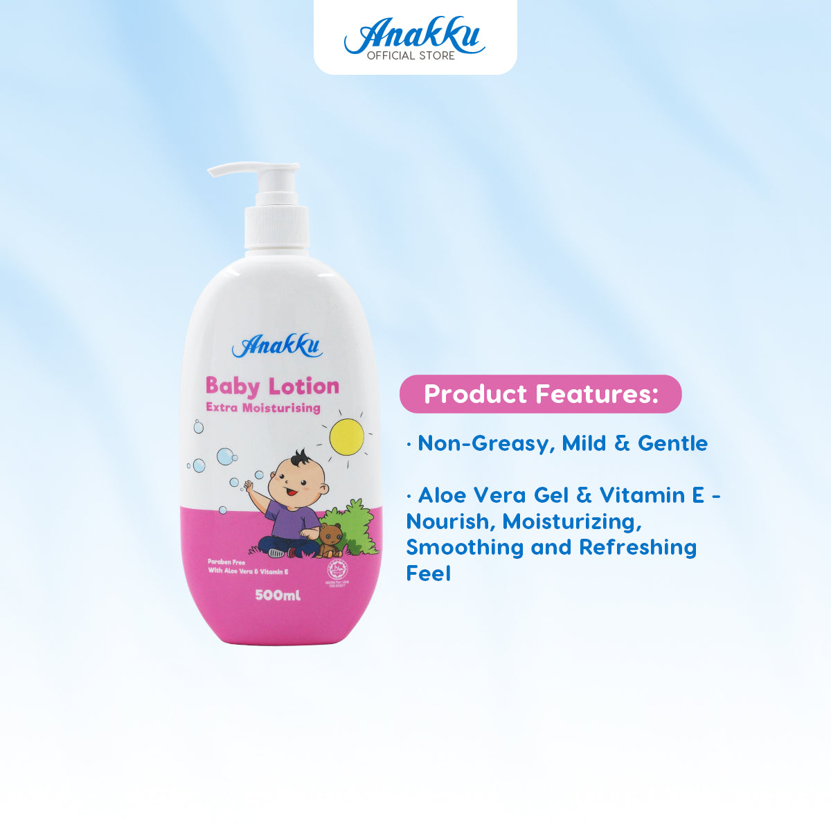 [Exclusive Combo] Anakku Newborn Baby Bath Extra Mild Bath & Shampoo With Baby Lotion AKBD0037