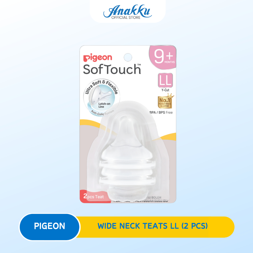 Pigeon Softouch Wide Neck Teats - Pigeon Puting Botol Leher Lebar untuk Keselesaan Bayi & Sistem Anti-Kolik Bebas BPA BP