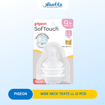 Pigeon Softouch Wide Neck Teats - Pigeon Puting Botol Leher Lebar untuk Keselesaan Bayi & Sistem Anti-Kolik Bebas BPA BP