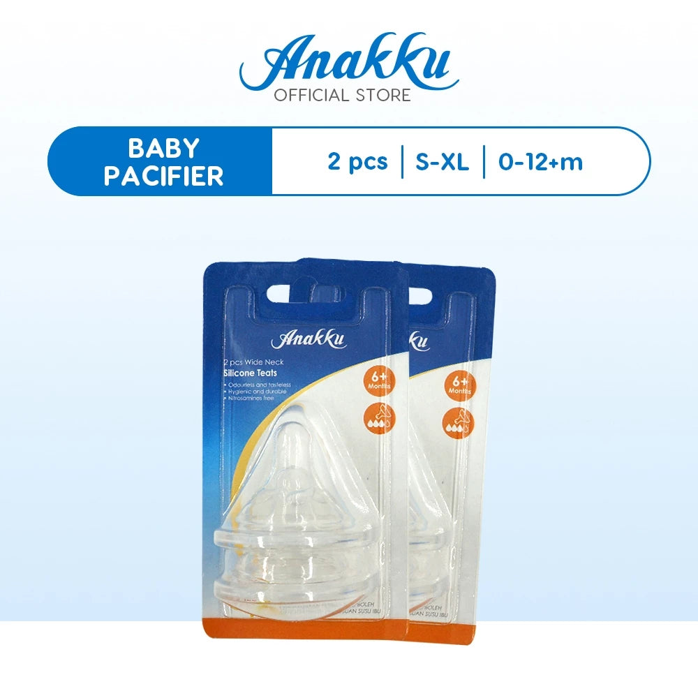 Anakku Silicone Wide Neck Teats - Puting Silikon Leher Besar (2 Pcs) 163-118-121
