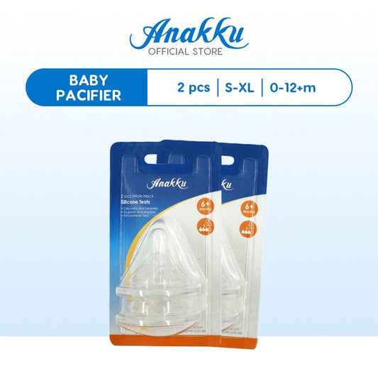 Anakku Silicone Wide Neck Teats - Puting Silikon Leher Besar (2 Pcs) 163-118-121
