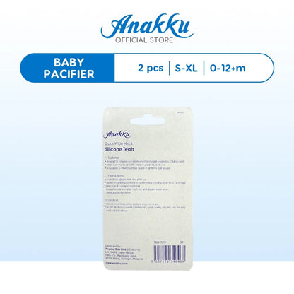 Anakku Silicone Wide Neck Teats - Puting Silikon Leher Besar (2 Pcs) 163-118-121