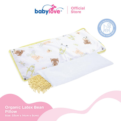 Bantal Organik Lateks Bentuk Kacang Untuk Bayi | Baby Organic Latex Bean Pillow (33cm x 14cm)