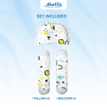 Anakku Bedding Set 3 in 1 Dimple Pillow Bolsters Set Forest/Jungle Set Bantal Bayi 174-791