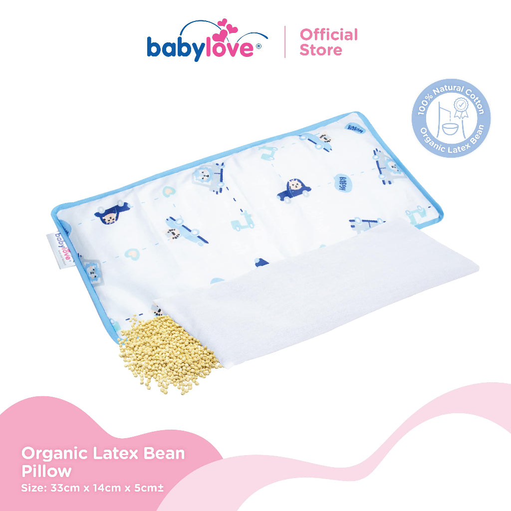 Bantal Organik Lateks Bentuk Kacang Untuk Bayi | Baby Organic Latex Bean Pillow (33cm x 14cm)