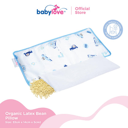 Bantal Organik Lateks Bentuk Kacang Untuk Bayi | Baby Organic Latex Bean Pillow (33cm x 14cm)