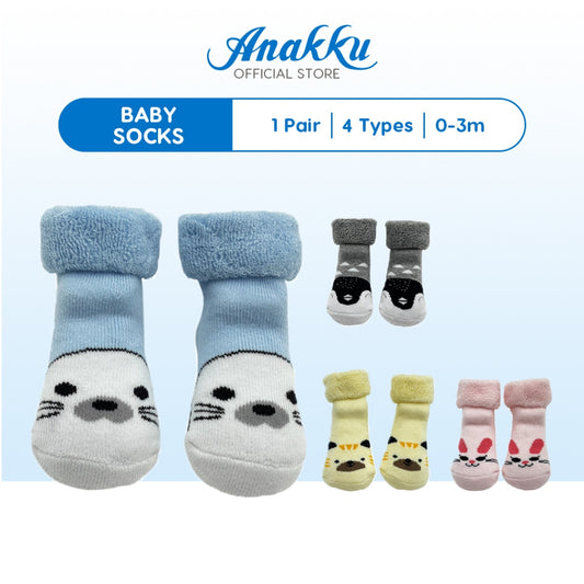 Anakku Newborn Baby Unisex Fashion Basic Socks Prints Footwear EAK399-1
