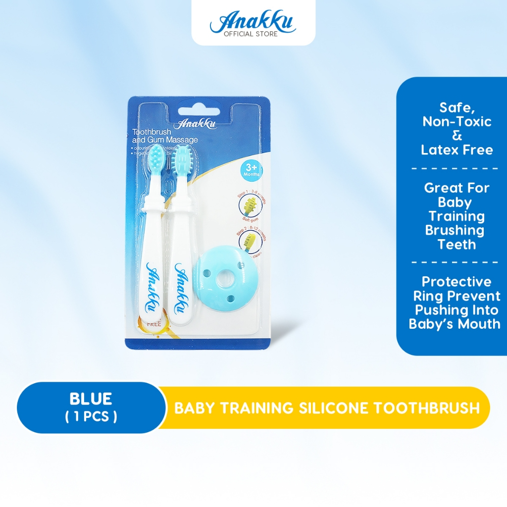 Anakku Baby Training Silicone Toothbrush Gum Massage Berus Gigi Latihan Bayi Anakku dengan Urutan Gusi Silicone 164-025