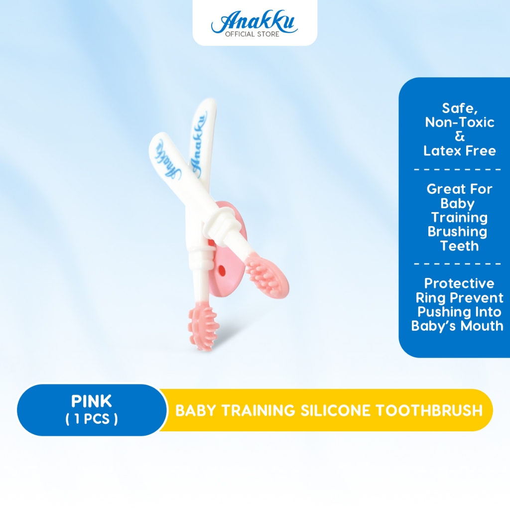 Anakku Baby Training Silicone Toothbrush Gum Massage Berus Gigi Latihan Bayi Anakku dengan Urutan Gusi Silicone 164-025