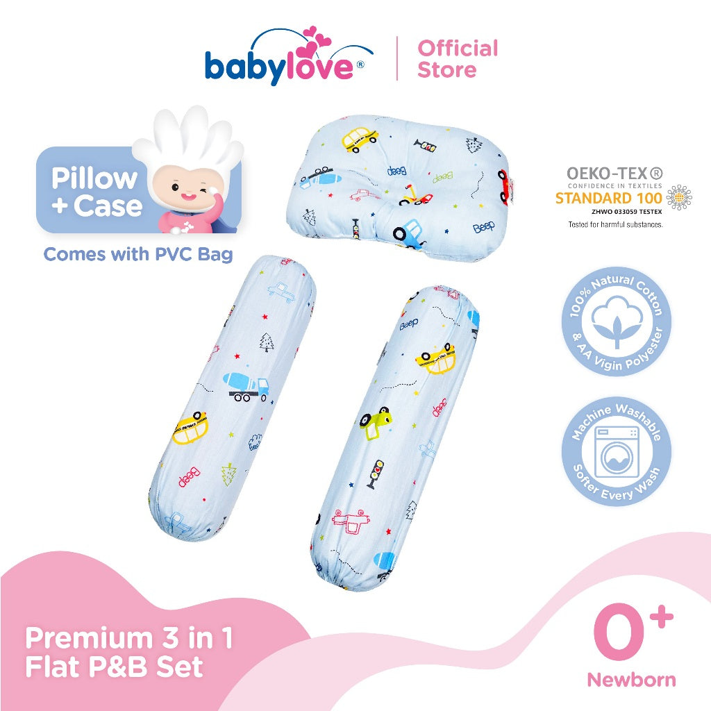 Babylove Premium 3 In 1 Set Bantal & Peluk Bayi Lembut & Selesa | Dimple Pillow & Bolster Set