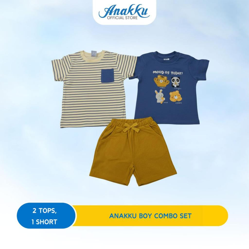 ANAKKU BOYS KNIT COMBO- 2 TOP & 1 BOTTOM (6-24MONTHS)