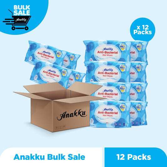 Bulk Sale -  Anakku Baby Wipes Wet Tissue (Anti-Bacterial)  x 12 packs