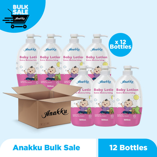 Bulk Sale - Anakku Extra Mild & Extra Moisturizing Baby Lotion Losyen Bayi (500ml) L500 x 12