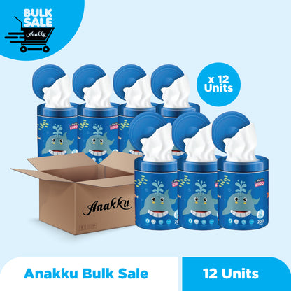Bulk Sale - Anakku Kiddo Character Wipes Canister 200's WTC2005 x 12