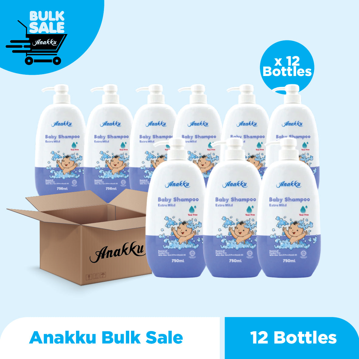 Bulk Sale -Anakku Extra Mild Baby Shampoo x 12 bottles