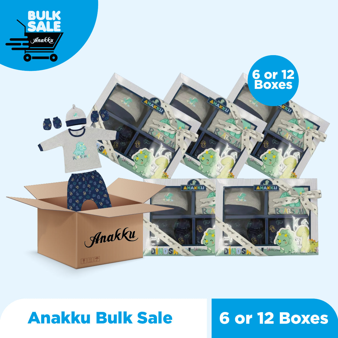Bulk Sale - Anakku Newborn BabyPyjamas Gift Set | Set Hadiah Baju Tidur Bayi [5pcs/set] [0-6 Months]