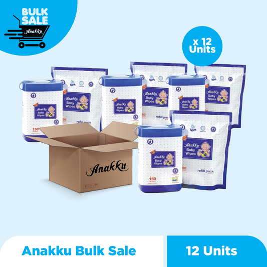 Bulk Sale - ANAKKU BABY WIPES 150'S+100'S OR 100'SX2(REFILL)
