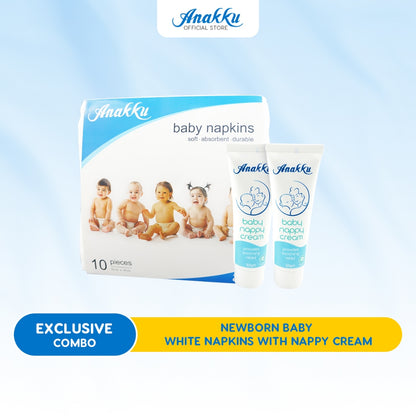 [Exclusive Combo] Anakku Newborn Baby White Napkins with Nappy Cream