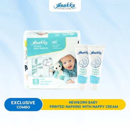 [Exclusive Combo] Anakku Newborn Baby White Napkins with Nappy Cream