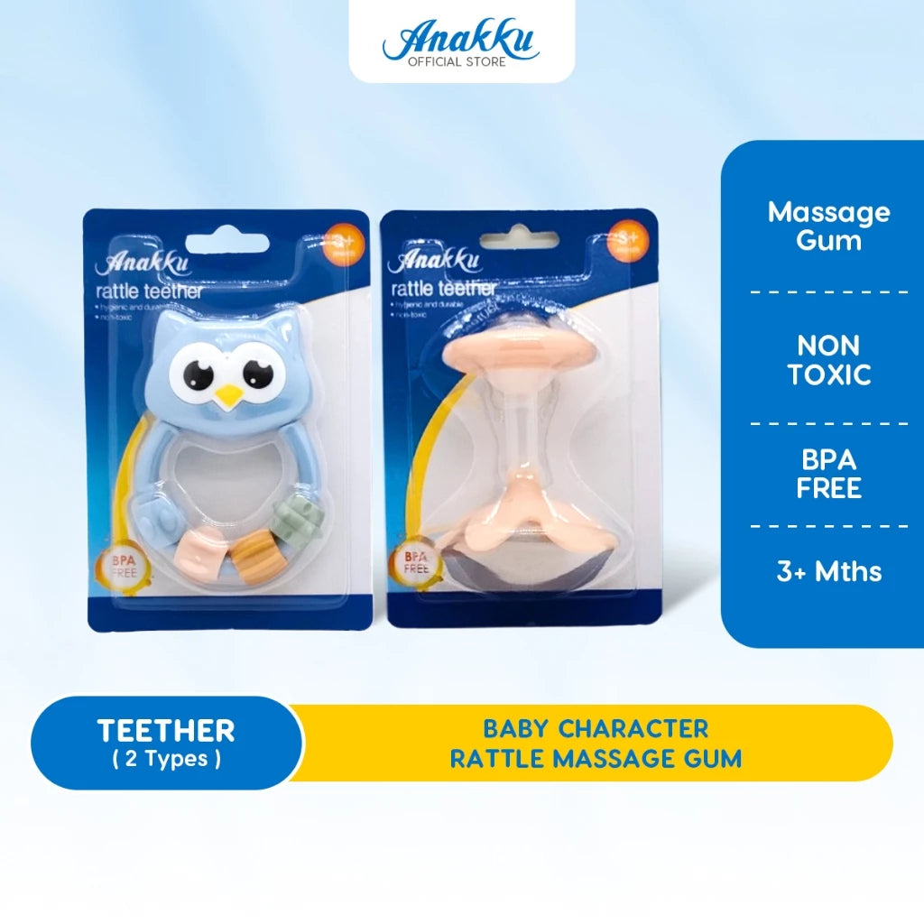 Anakku Baby Character Rattle Massage Gum BPA Free - Rattle Bayi untuk Urut Gusi, Bebas BPA 163-267