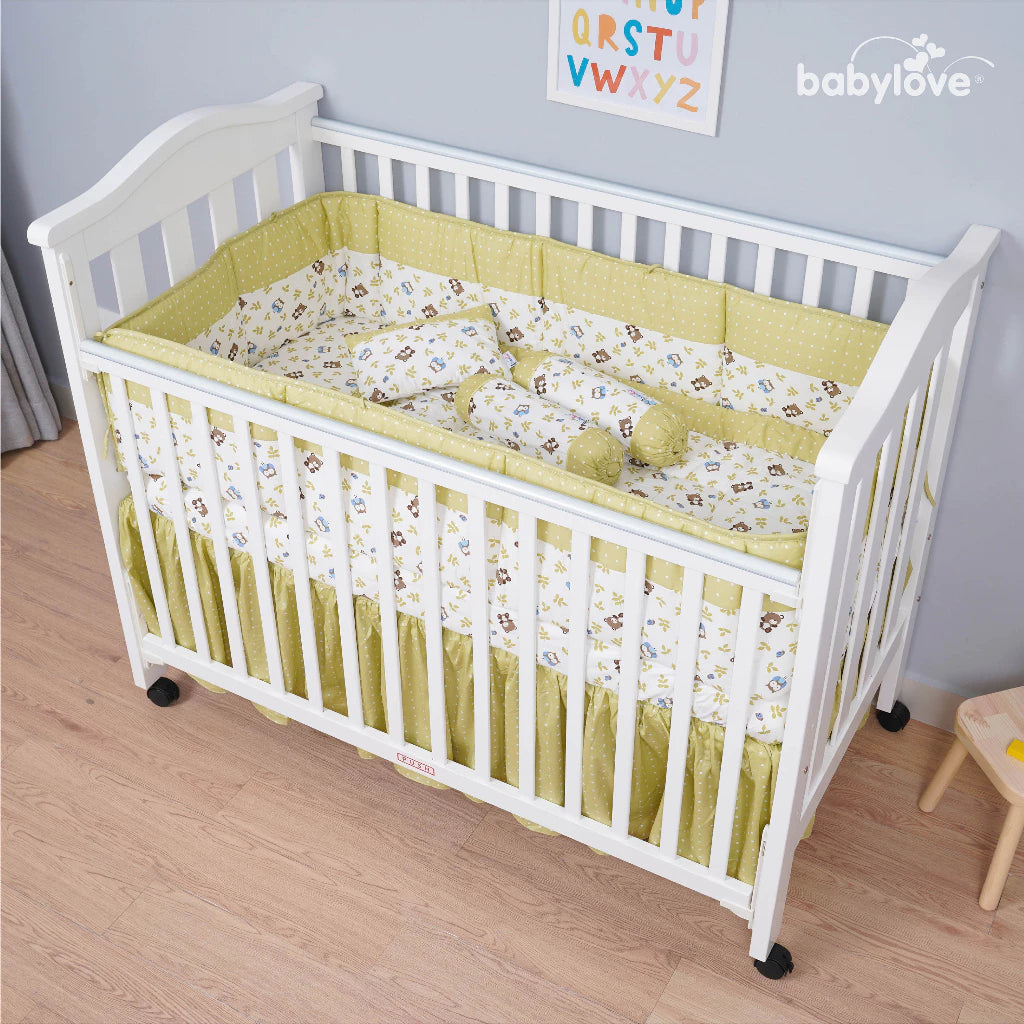 Babylove 7 dalam 1 Set Katil Bayi Premium | Set Tilam Lengkap | 7 in 1 Bedding Set (100% Cotton)