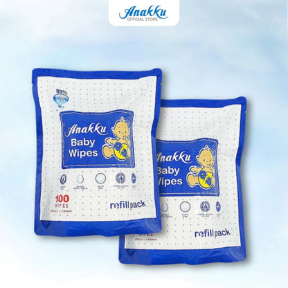 Anakku Baby Wipes Wet Tissue/Tisu Basah Bayi - Refill Pack (100's x 2 Packs) 175-6003