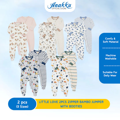 LITTLE LOVE 2PCS ZIPPER BAMBO JUMPER WITH BOOTIES - 520591-2