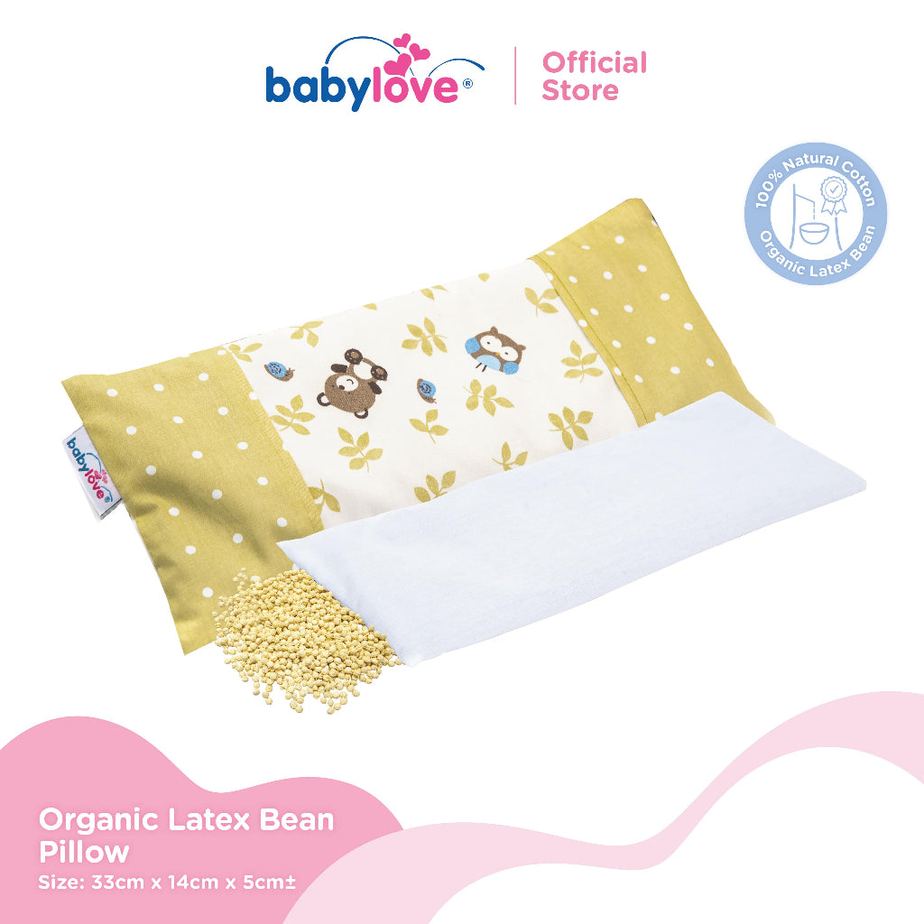 Bantal Organik Lateks Bentuk Kacang Untuk Bayi | Baby Organic Latex Bean Pillow (33cm x 14cm)