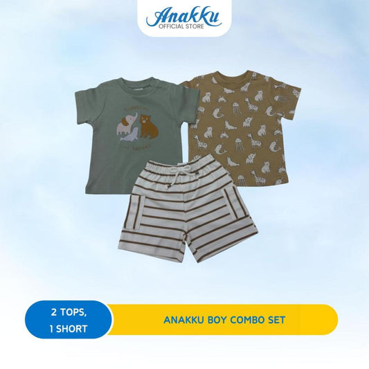ANAKKU BOYS KNIT COMBO- 2 TOP & 1 BOTTOM (6-24MONTHS)