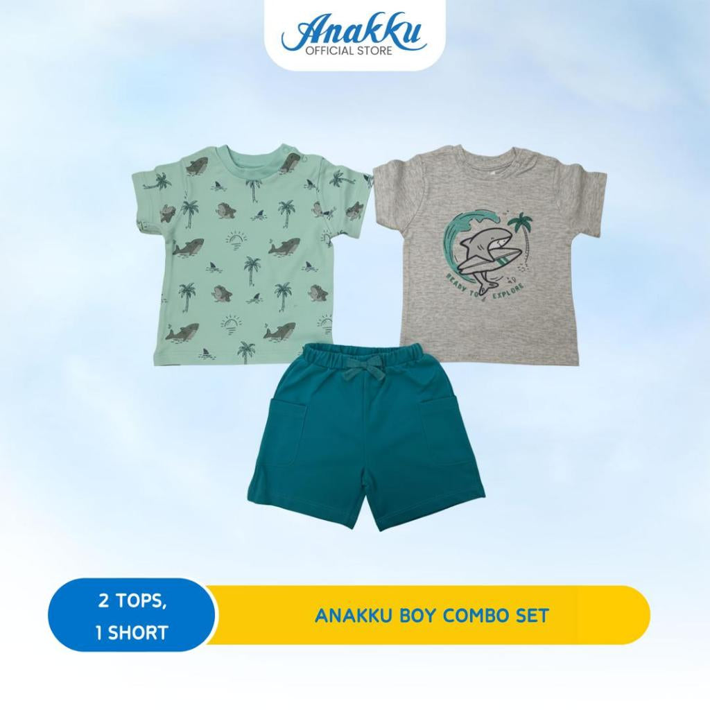 ANAKKU BOYS KNIT COMBO- 2 TOP & 1 BOTTOM (6-24MONTHS)