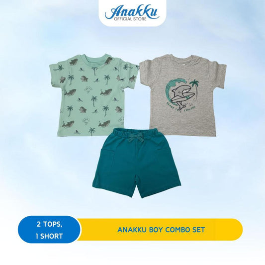ANAKKU BOYS KNIT COMBO- 2 TOP & 1 BOTTOM (6-24MONTHS)