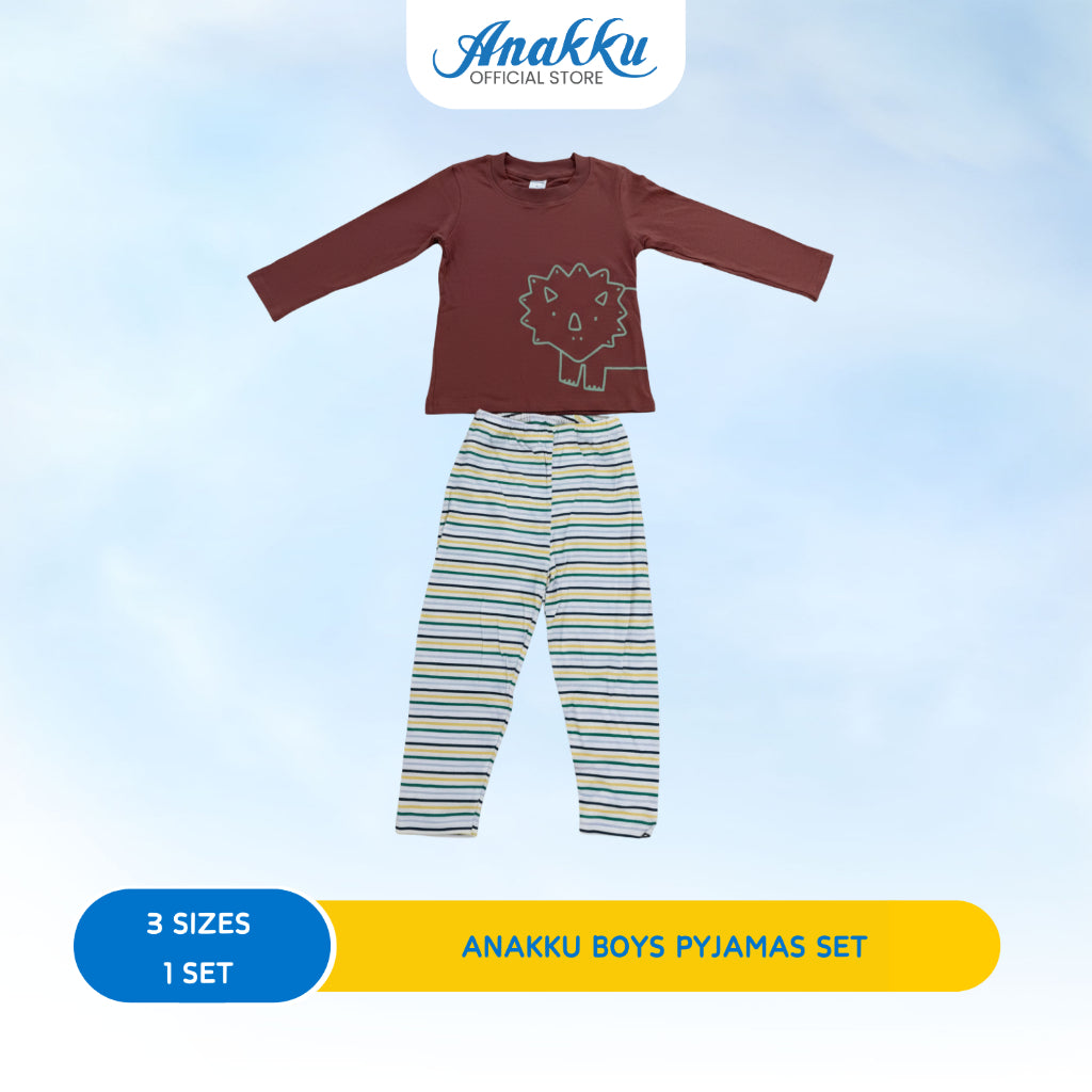 ANAKKU BOYS KNIT PYJAMA SET - LONG OR SHORT /SLV TOP & LONG PANT( 2 yr to 5 yrs)TBP20-01 (001 to 006)