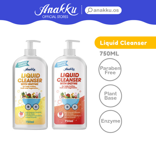 Anakku Baby Liquid Cleanser Enzyme Baby Bottle Cleanser 750ml (Apple/Peach) Pencuci Sabun Cuci Botol Susu Baby LQ7501
