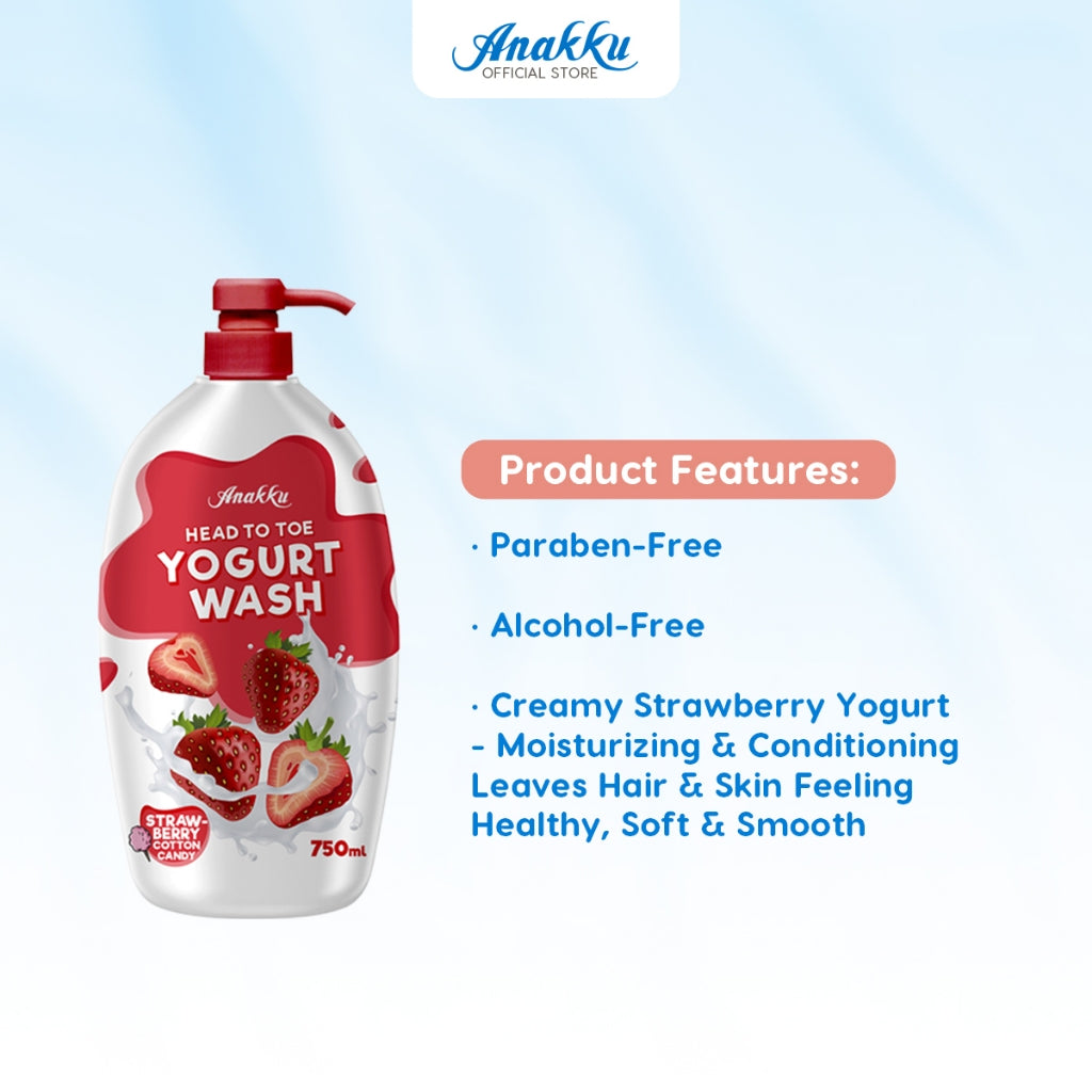 Anakku HEAD TO TOE Baby Wash (Strawberry Yogurt)| Mandian HEAD TO TOE Bayi (750ml) HTTY7501
