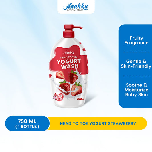 Anakku HEAD TO TOE Baby Wash (Strawberry Yogurt)| Mandian HEAD TO TOE Bayi (750ml) HTTY7501