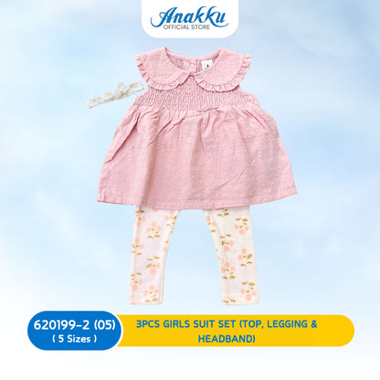 3PCS BABY GIRLS SUIT SET (TOP, LEGGING & HEADBAND) - 620199-2