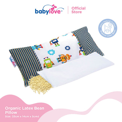 Bantal Organik Lateks Bentuk Kacang Untuk Bayi | Baby Organic Latex Bean Pillow (33cm x 14cm)