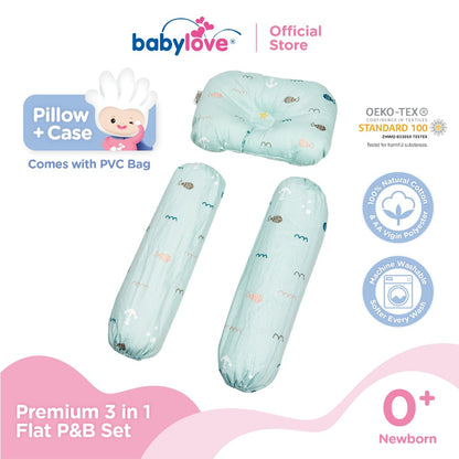 Babylove Premium 3 In 1 Set Bantal & Peluk Bayi Lembut & Selesa | Dimple Pillow & Bolster Set