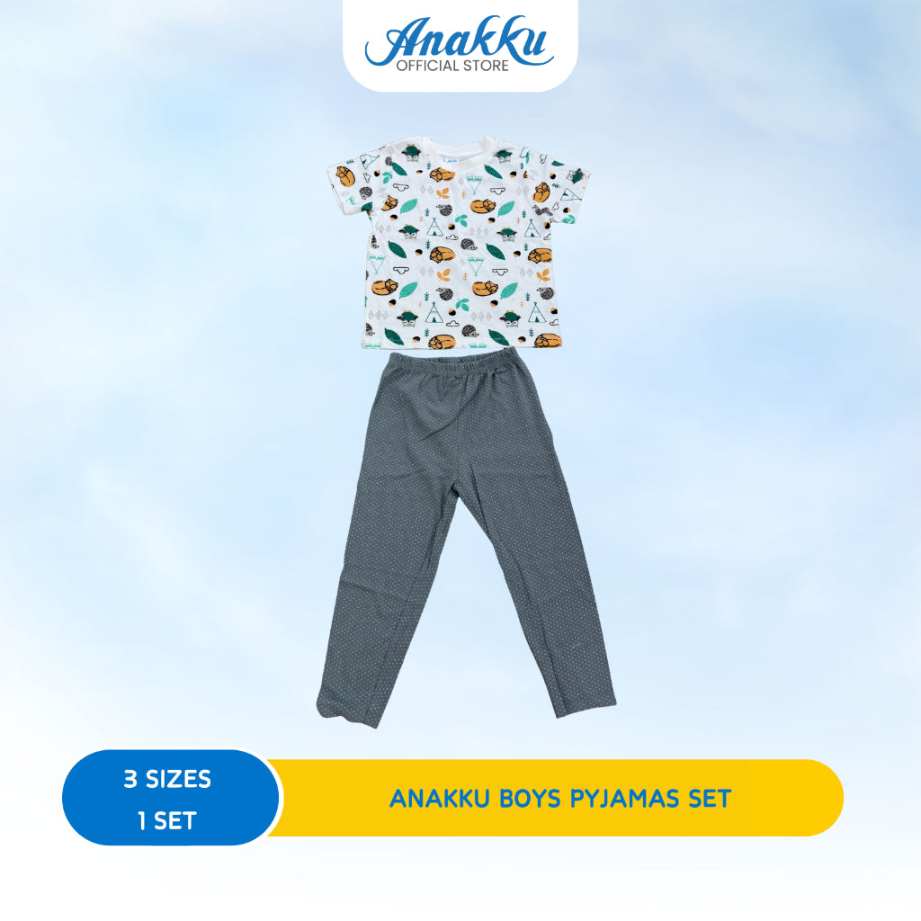 ANAKKU BOYS KNIT PYJAMA SET - LONG OR SHORT /SLV TOP & LONG PANT( 2 yr to 5 yrs)TBP20-01 (001 to 006)