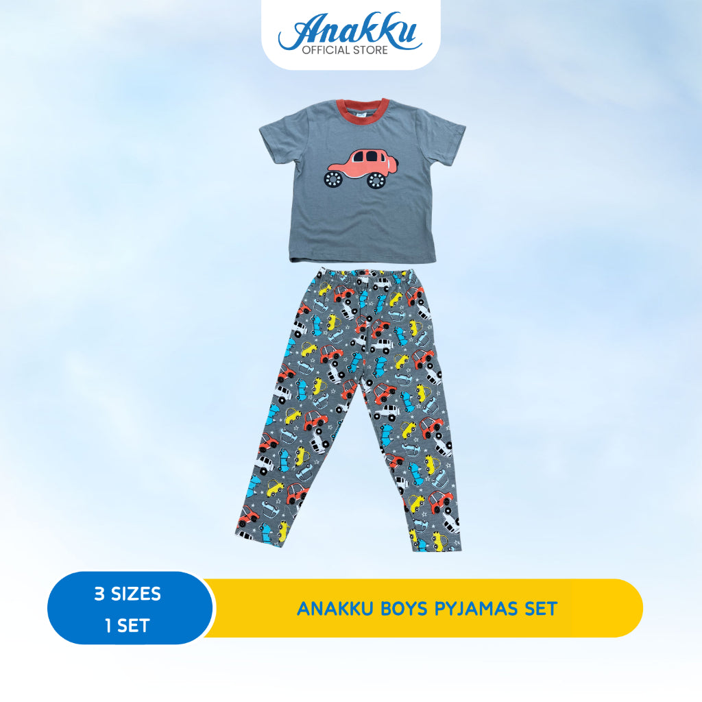 ANAKKU BOYS KNIT PYJAMA SET - LONG OR SHORT /SLV TOP & LONG PANT( 2 yr to 5 yrs)TBP20-01 (001 to 006)