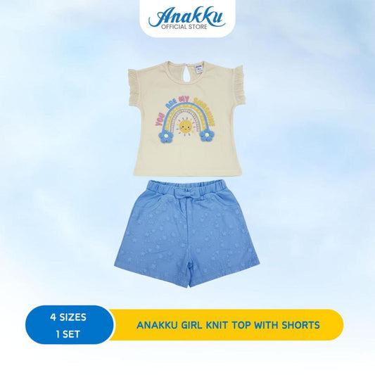 ANAKKU GIRLS KNIT SUIT -SHORT or LONG SLV SLV TOP & SHORT/LONG PANT/LEGGING( 1 yr to 5 yrs)