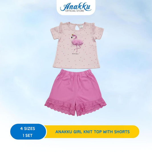 ANAKKU GIRLS KNIT SUIT -SHORT or LONG SLV SLV TOP & SHORT/LONG PANT/LEGGING( 1 yr to 5 yrs)