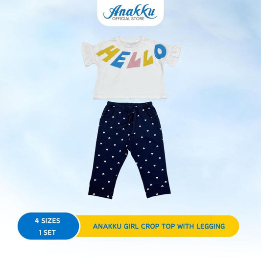 ANAKKU GIRLS KNIT SUIT -SHORT or LONG SLV SLV TOP & SHORT/LONG PANT/LEGGING( 1 yr to 5 yrs)