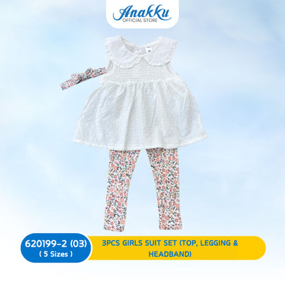 3PCS BABY GIRLS SUIT SET (TOP, LEGGING & HEADBAND) - 620199-2